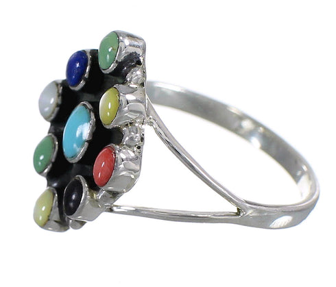 Southwest Authentic Sterling Silver Multicolor Ring Size 8 WX71066